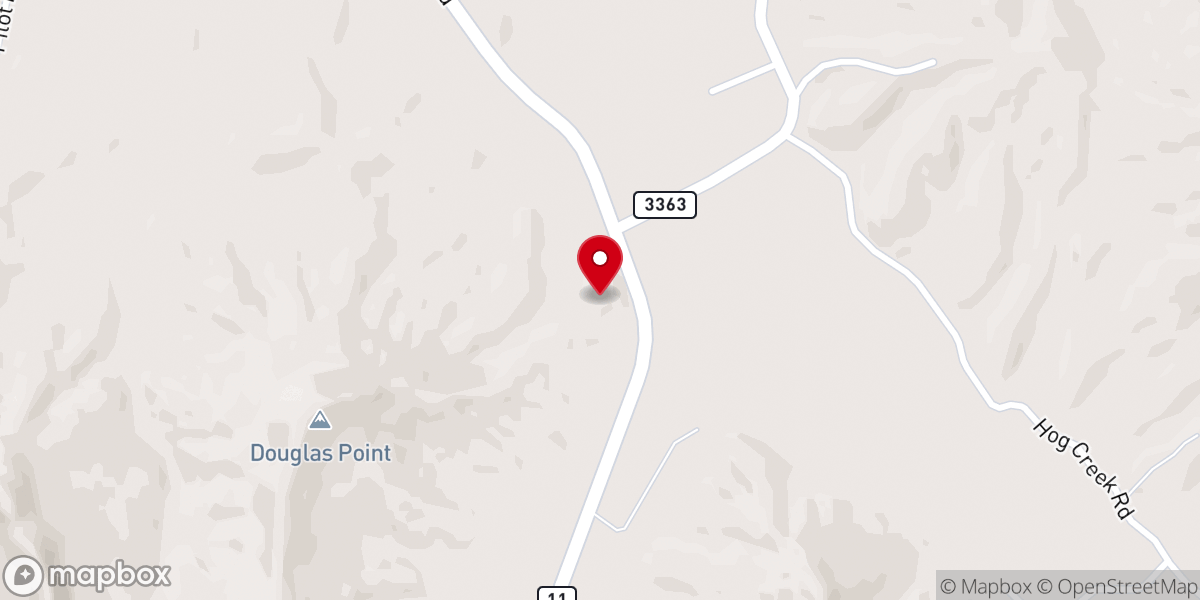 Map showing location of Pine Grove Church
