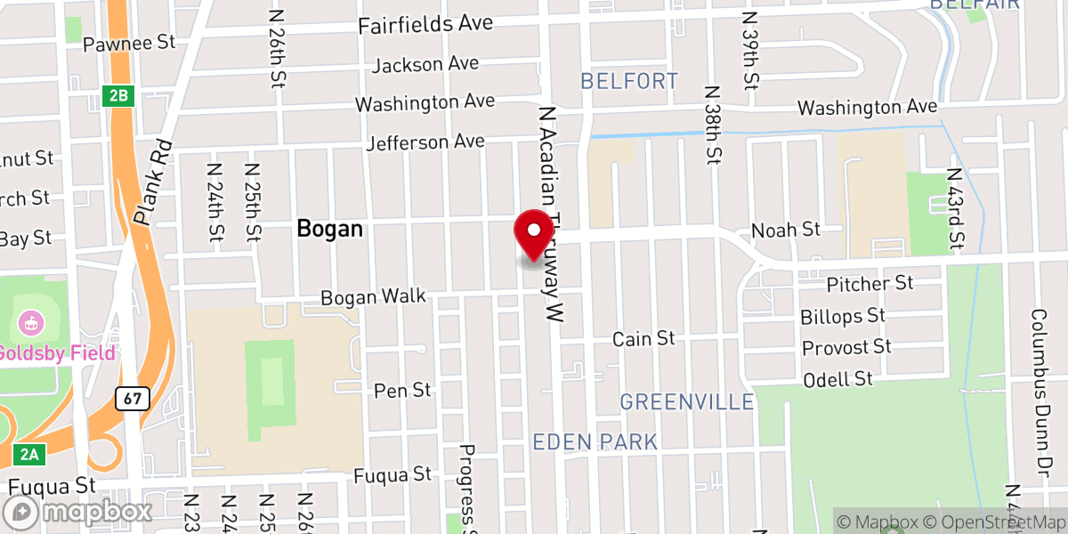 Map showing location of North Baton Rouge Church of Christ