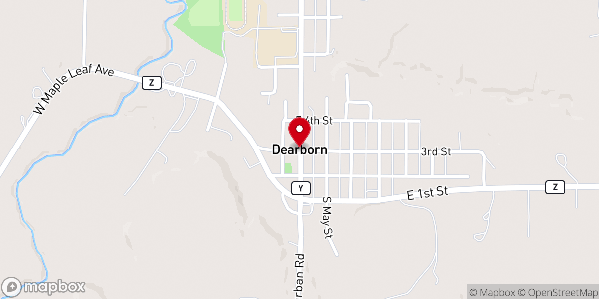 Map showing location of Dearborn