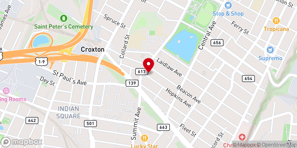Map showing location of Church of God Local Board of Trustees 180 Hopkins Ave Jersey