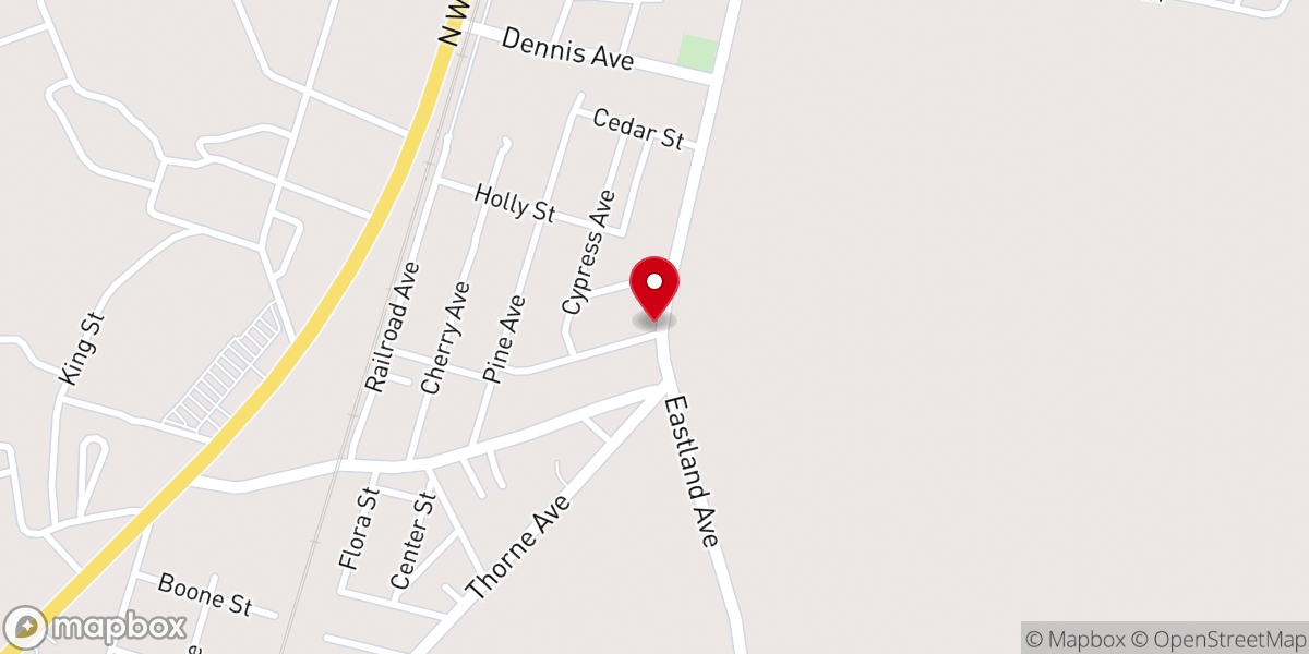 Map showing location of Trinity B/Holiness Church