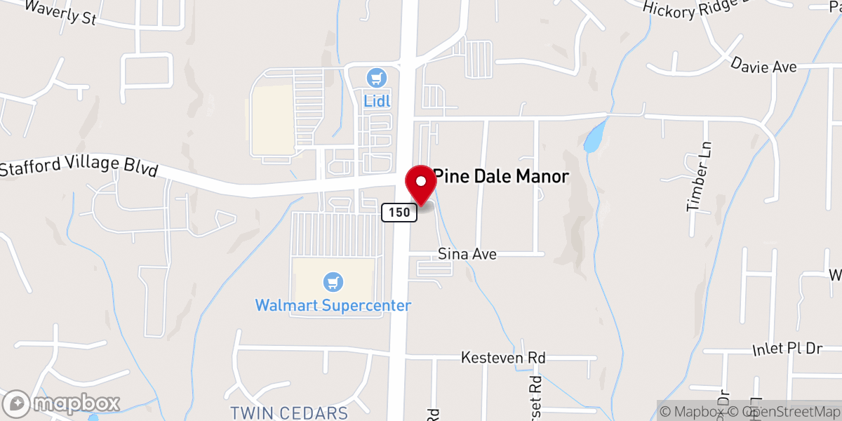 Map showing location of Nehemiah Worship Center of Winston-salem