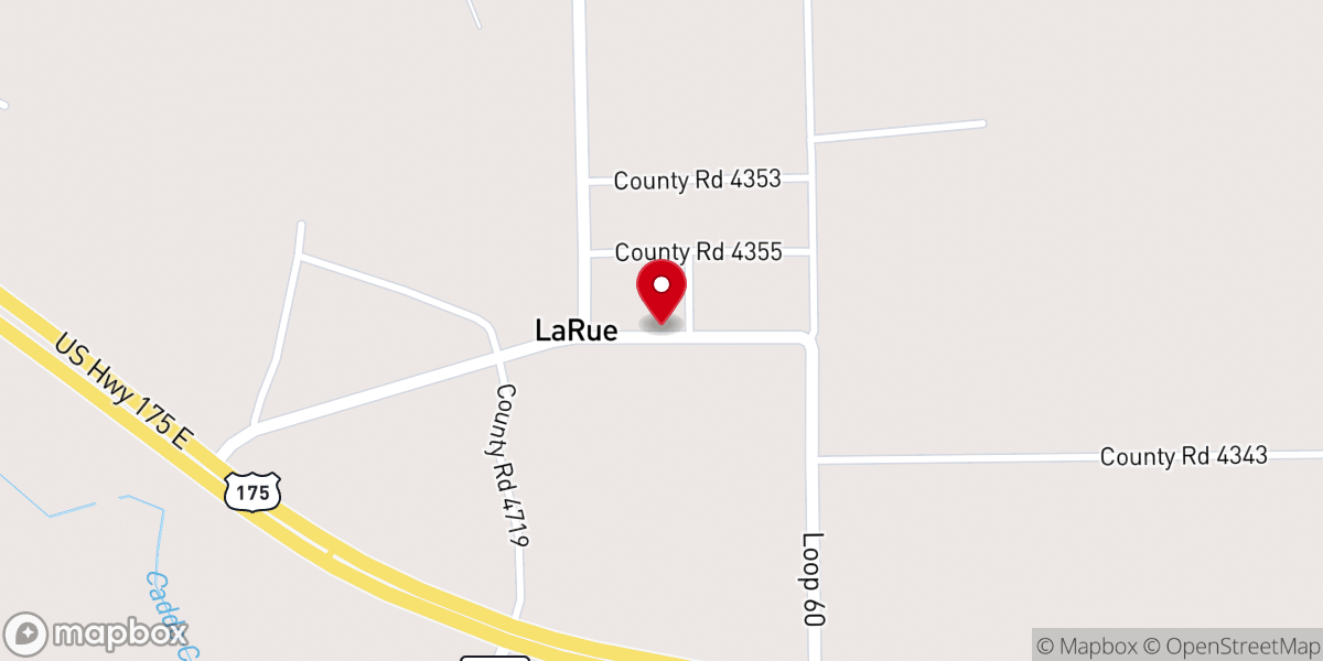 Map showing location of La Rue Baptist Church