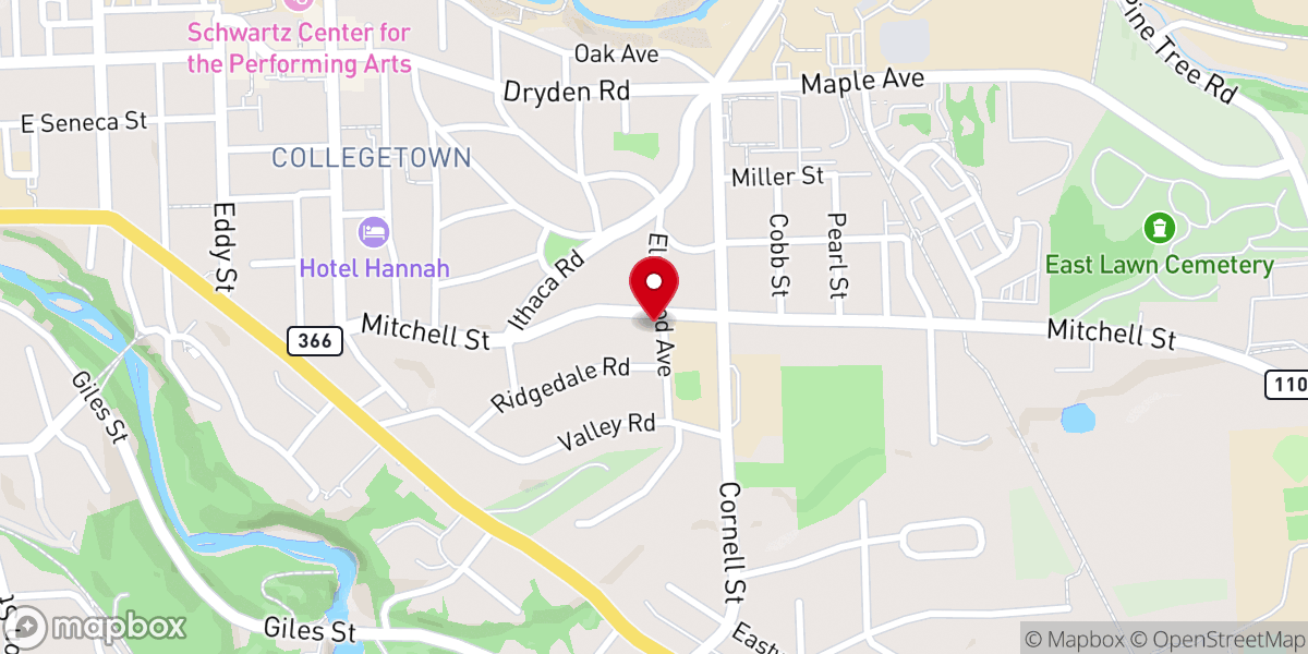 Map showing location of First Ithaca Chinese Christian Church