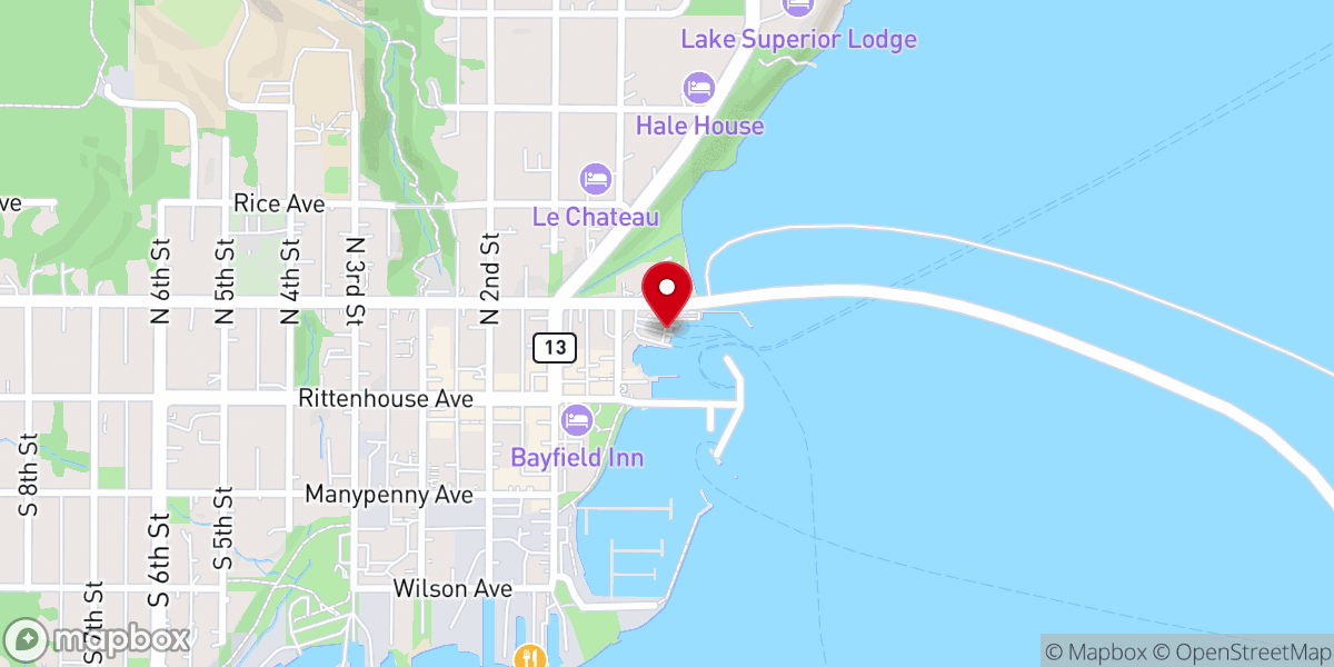 Map showing location of Madeline Island Ferry