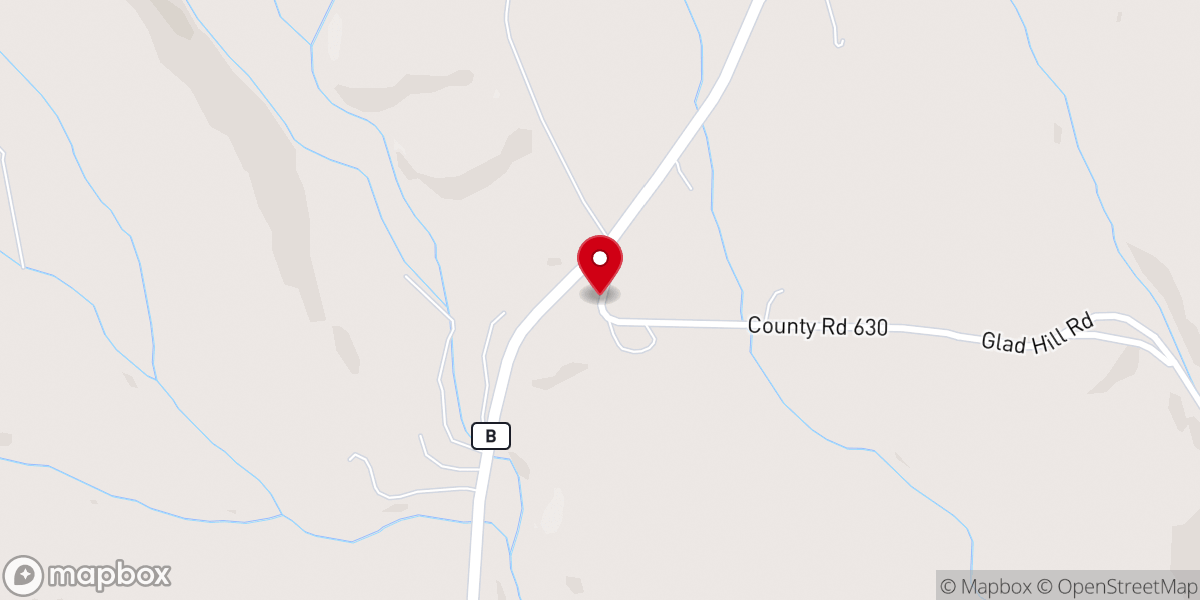 Map showing location of Glad Hill Church