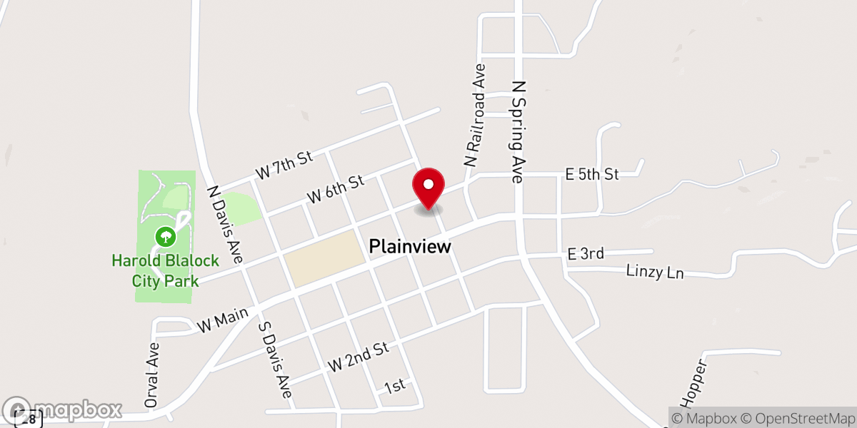 Map showing location of Plainview Free Will Baptist Church