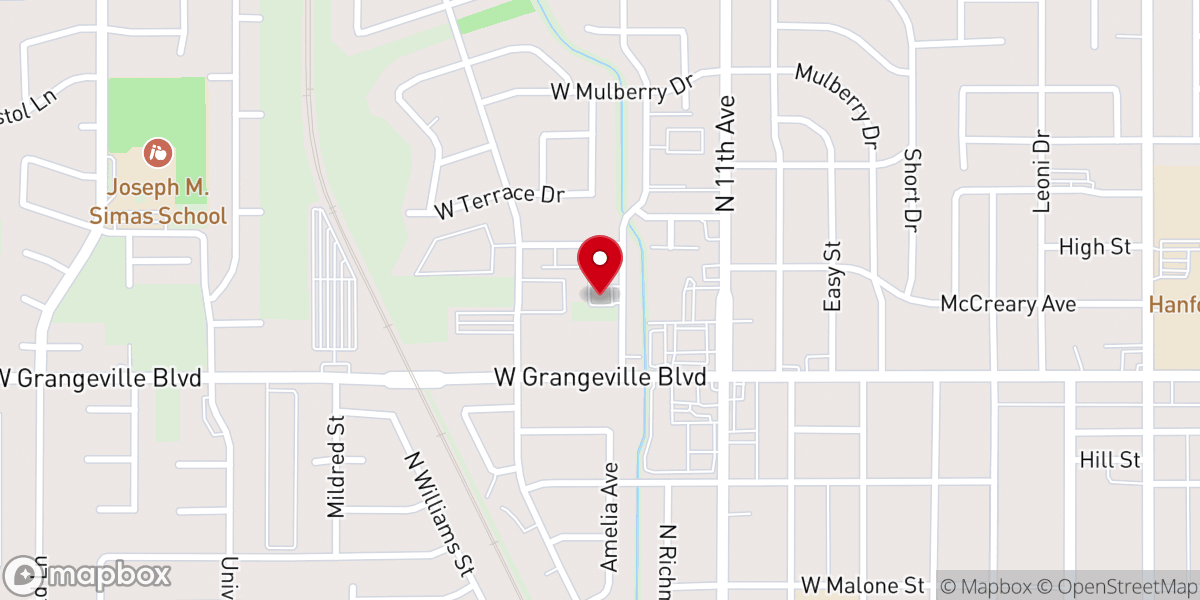 Map showing location of Church of God Seventh Day Hanford