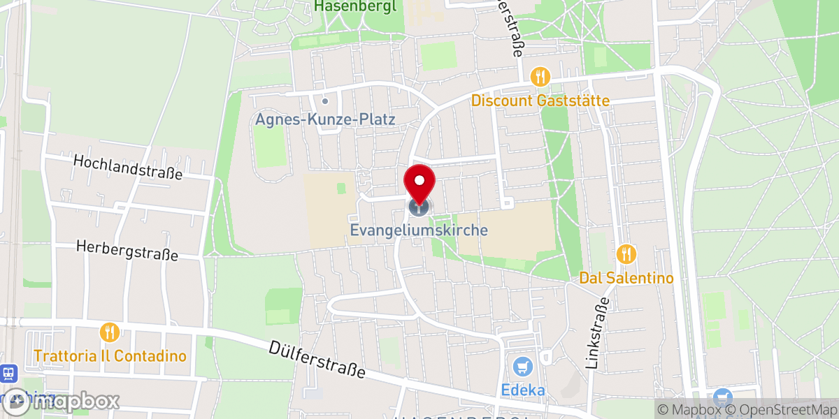 Map showing location of Evangeliumskirche - Evangelisch-Lutherische Kirchengemeinde Feldmoching -Hasenbergl