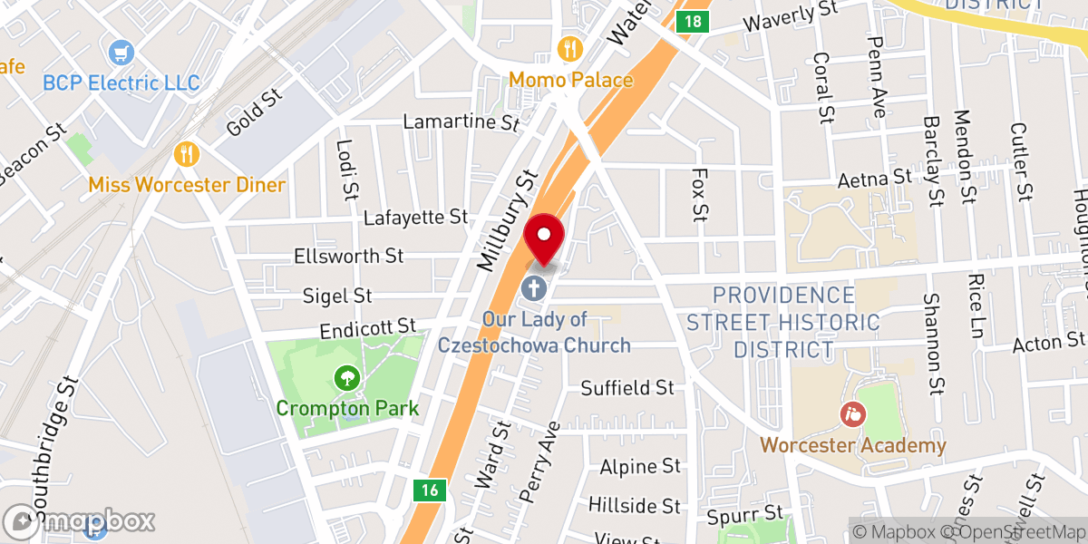 Map showing location of Our Lady of Czestochowa Parish