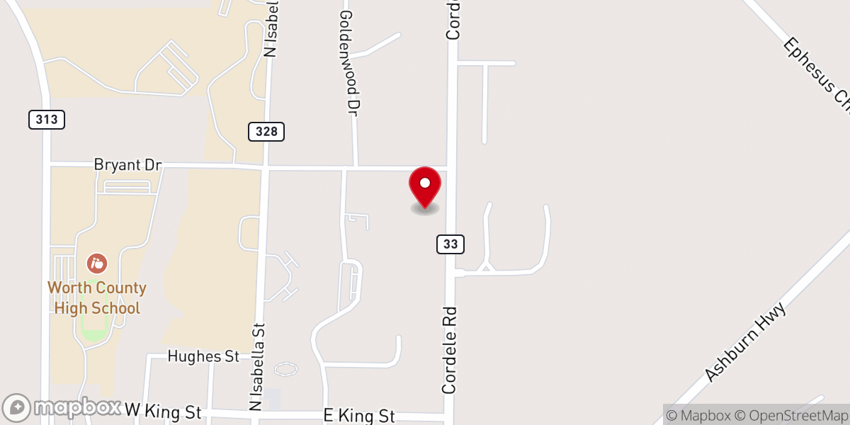 Map showing location of Bryant Drive Baptist Church