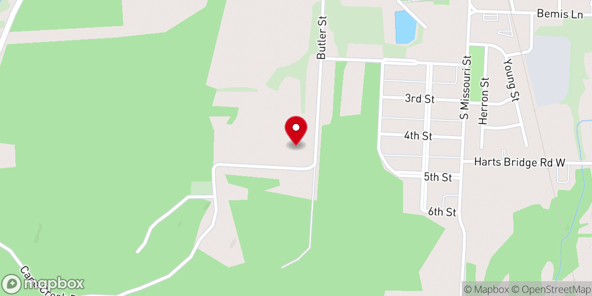 Map showing location of West Bemis Baptist Church