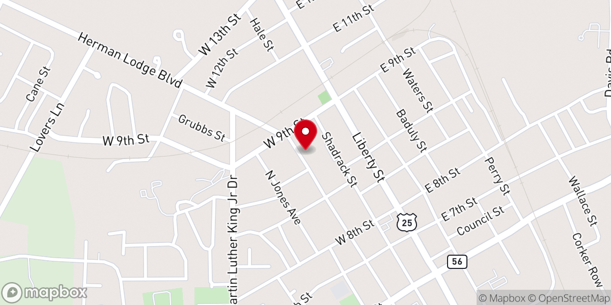 Map showing location of Coradell's Wedding Chapel