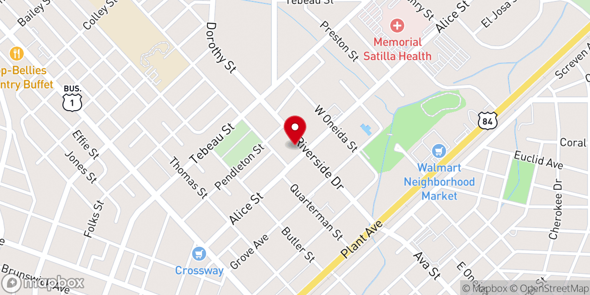 Map showing location of Sweetwater Baptist Church
