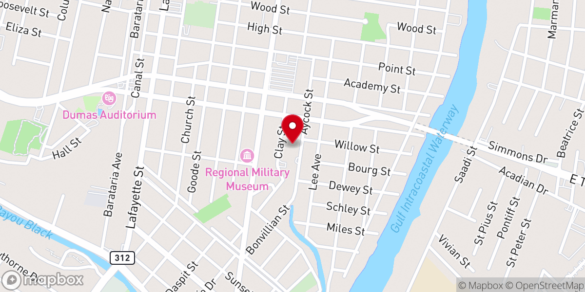 Map showing location of Catholic Charities of the Diocese of Houma-Thibodaux