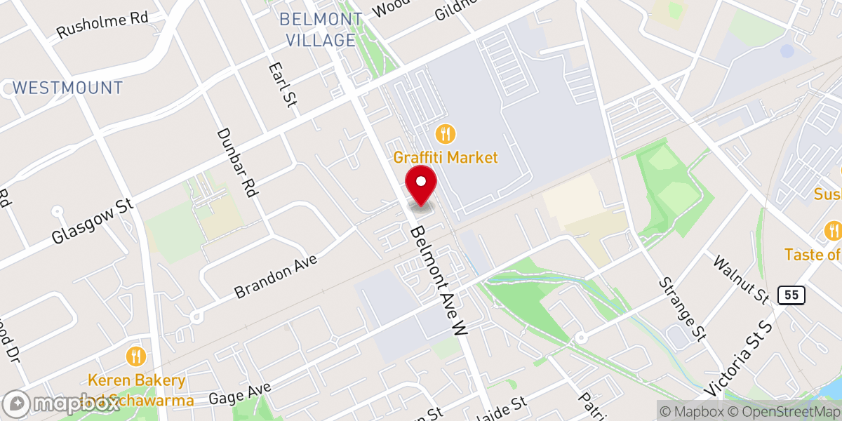 Map showing location of Belmont Village Church