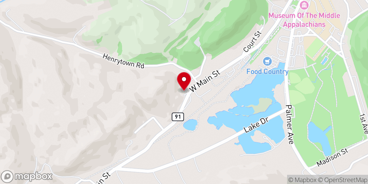 Map showing location of Saltville Baptist Church