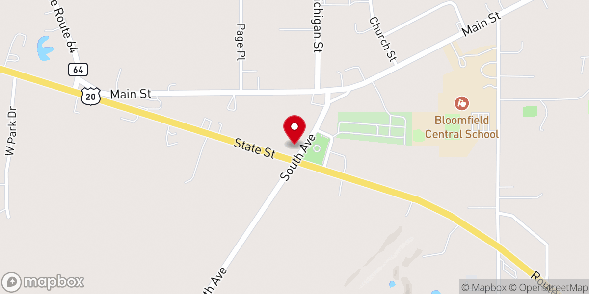 Map showing location of First Congregational Church of East Bloomfield