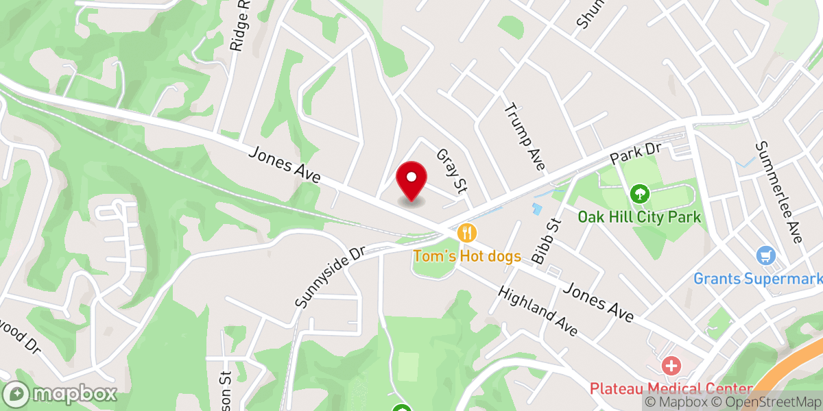 Map showing location of Oak Hill Church of Christ