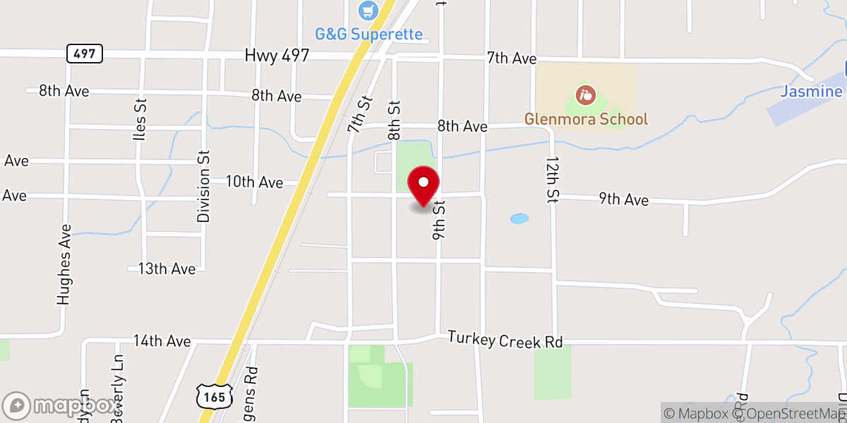 Map showing location of Glenmora Baptist Church