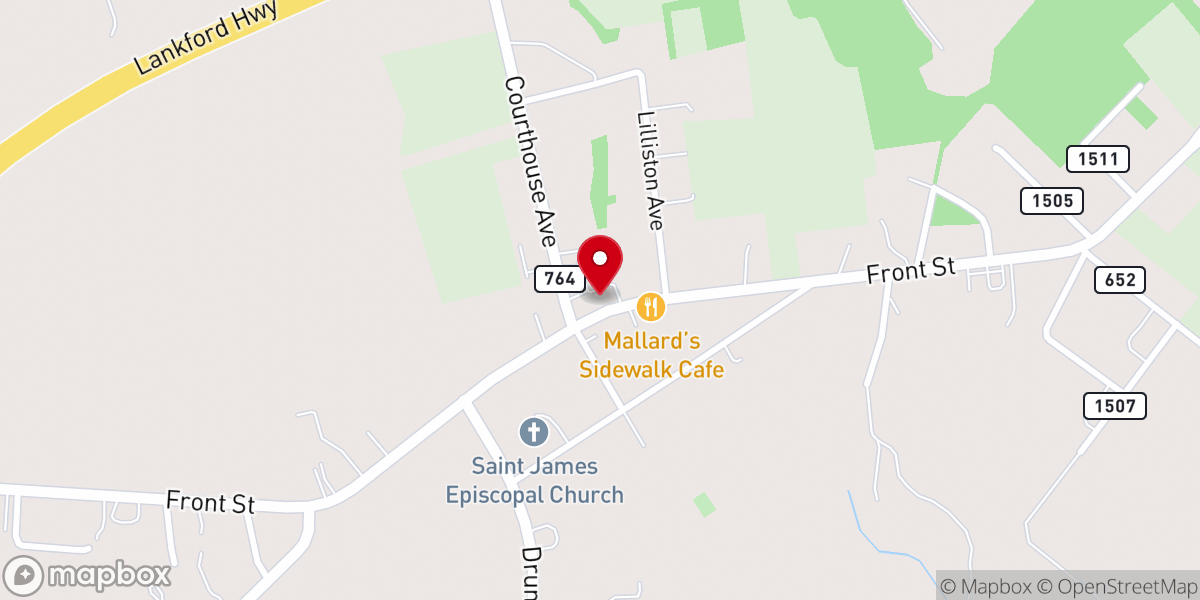 Map showing location of Accomack County General District Court