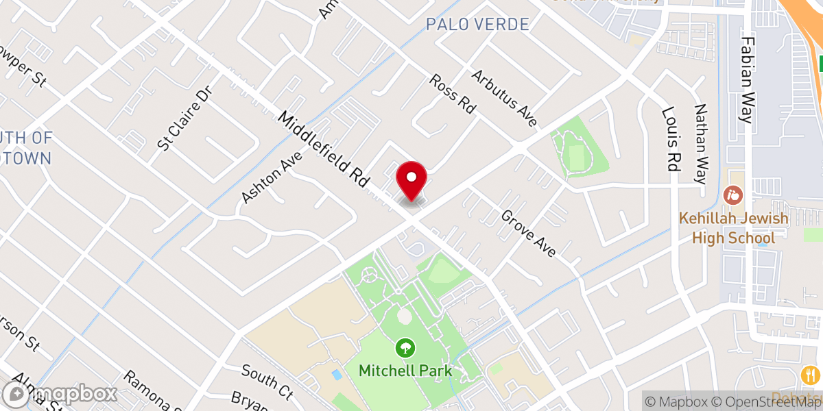 Map showing location of Palo Alto Vineyard Church