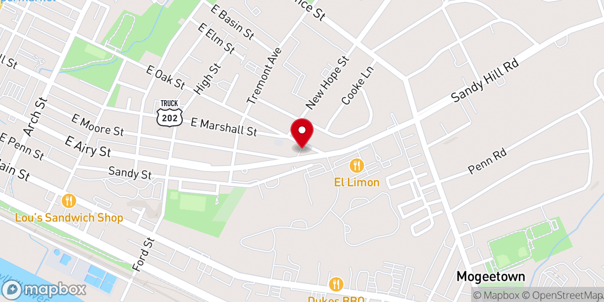 Map showing location of Evangel Assembly of God