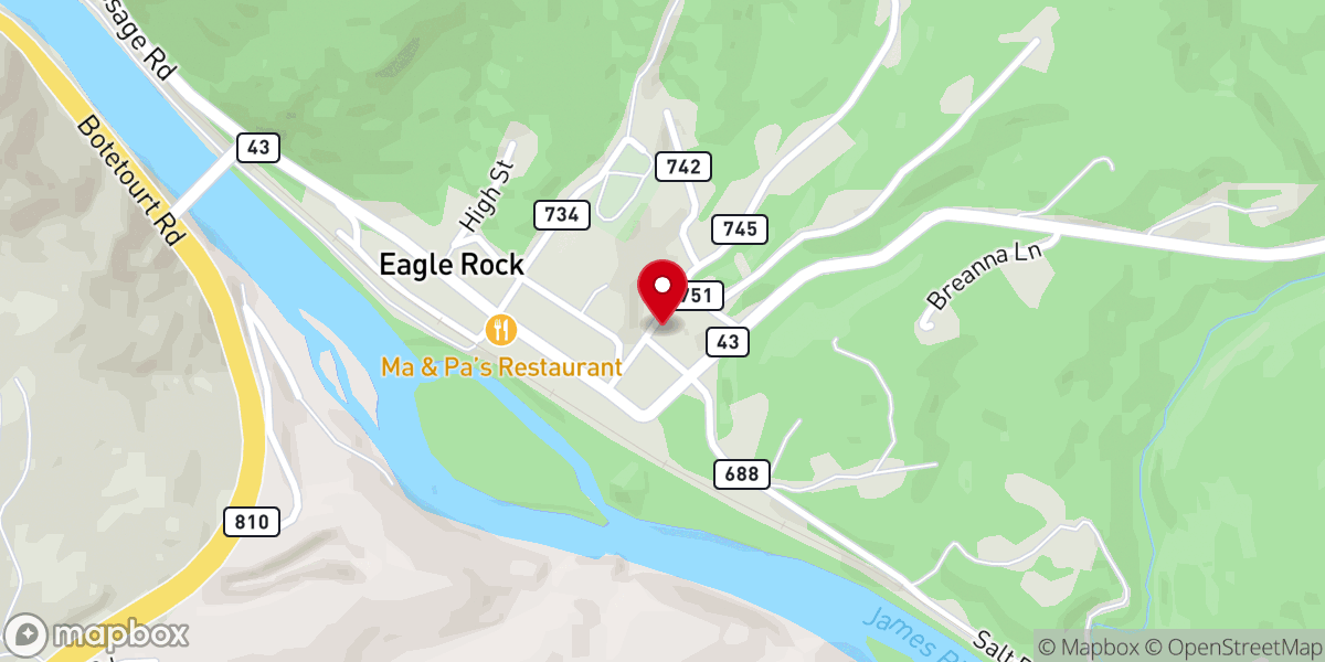 Map showing location of Eagle Rock Baptist Church
