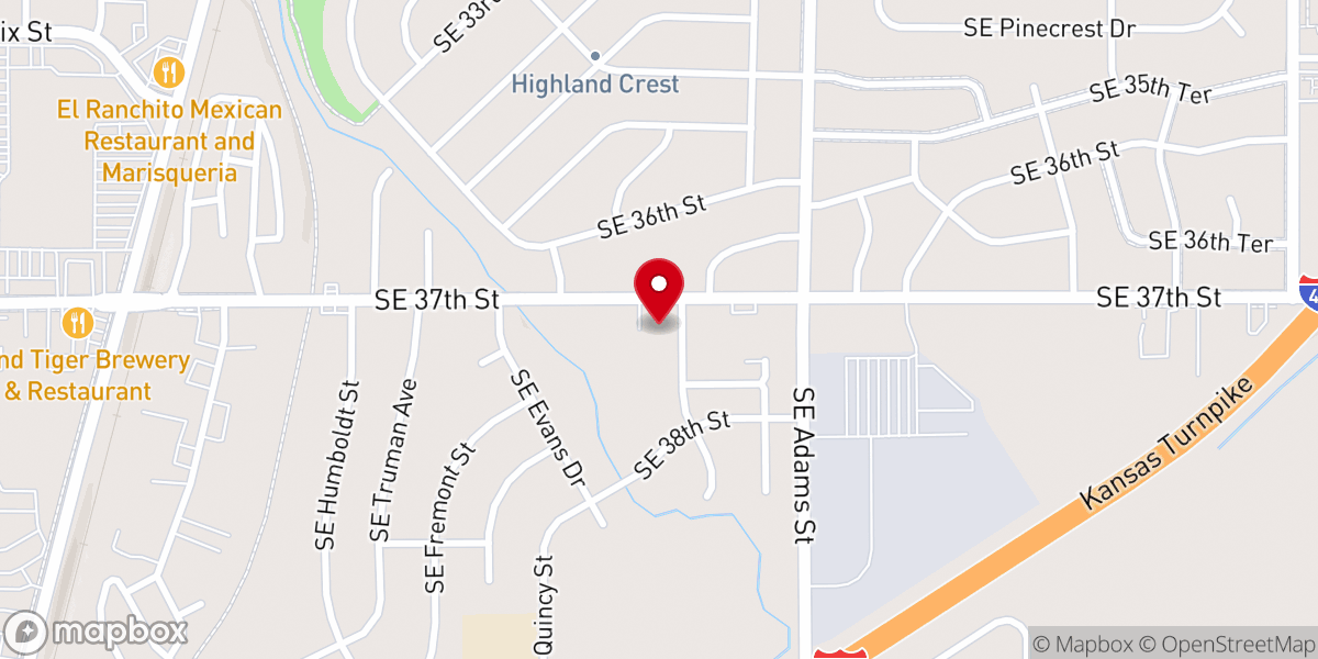 Map showing location of Southern Hills Mennonite Church