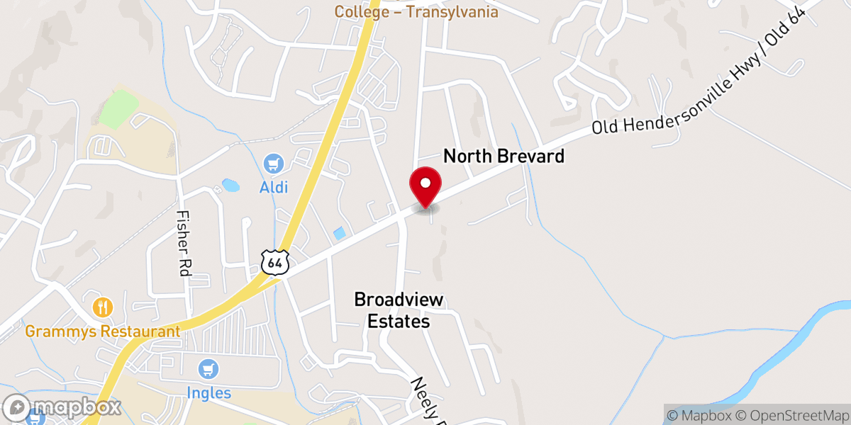 Map showing location of Brevard Community Church of the Nazarene