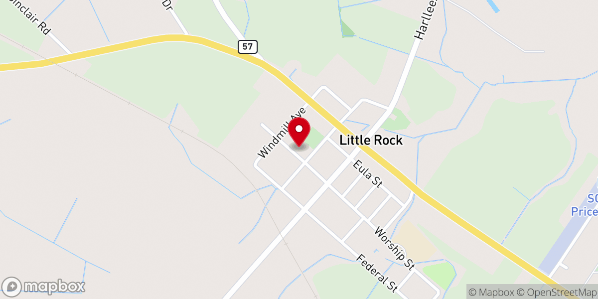 Map showing location of Little Rock Baptist Church