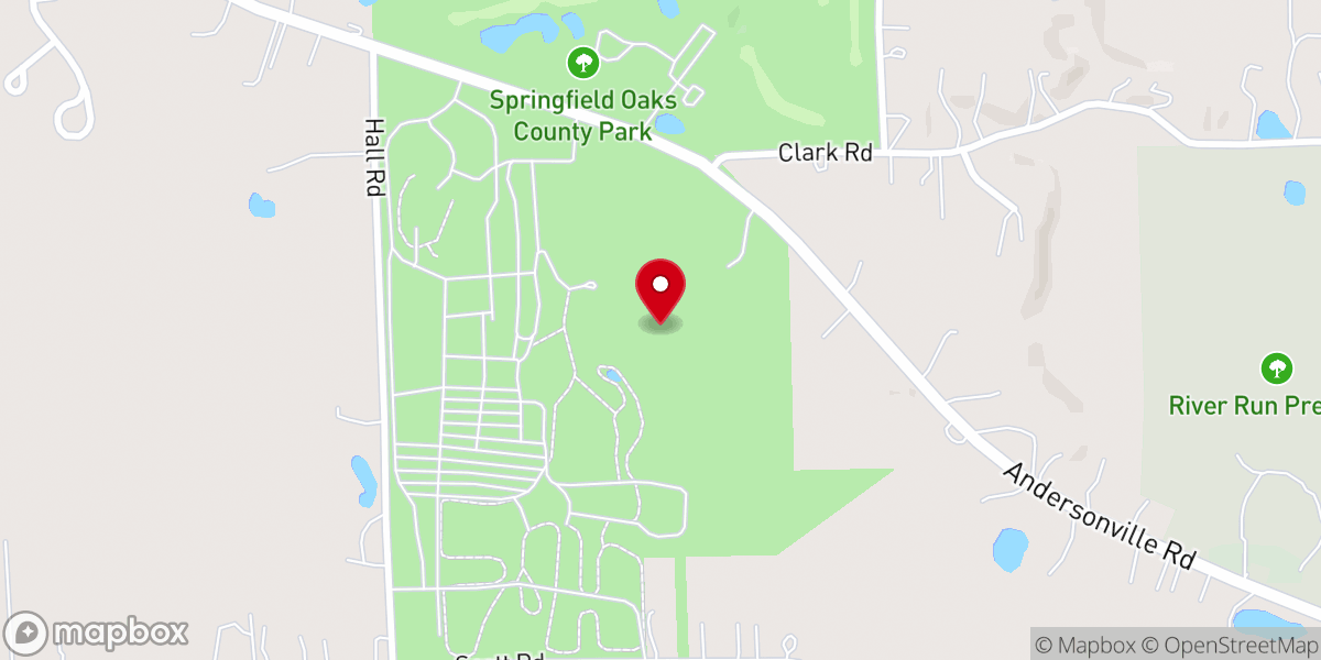 Map showing location of Springfield Oaks County Park