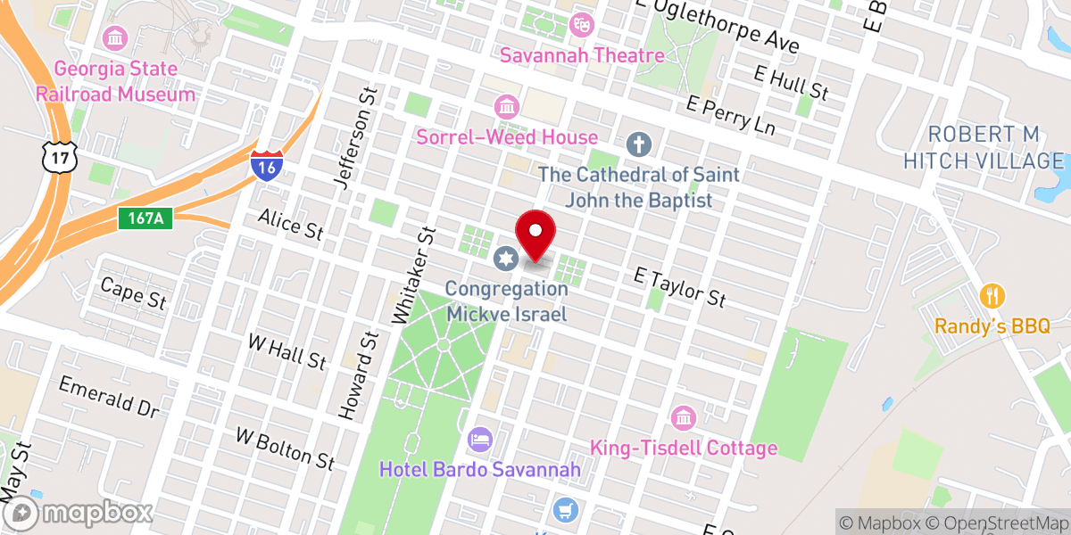 Map showing location of Wesley Monumental United Methodist Church