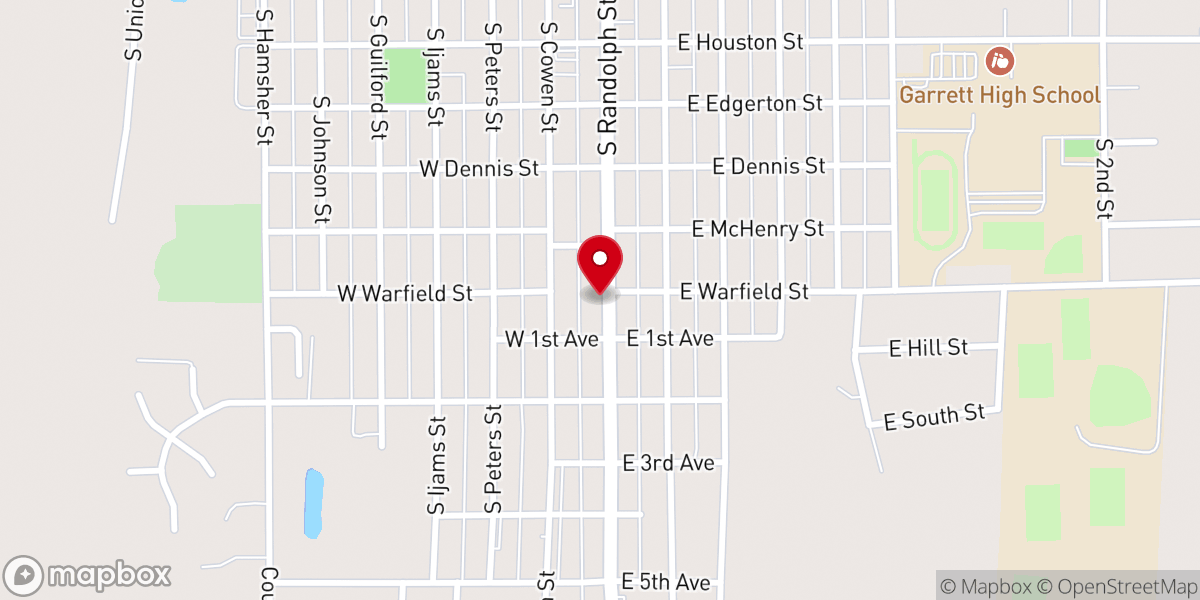 Map showing location of DeKalb County Church of Christ