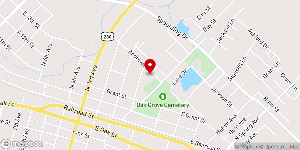 Map showing location of Corinth CME Church