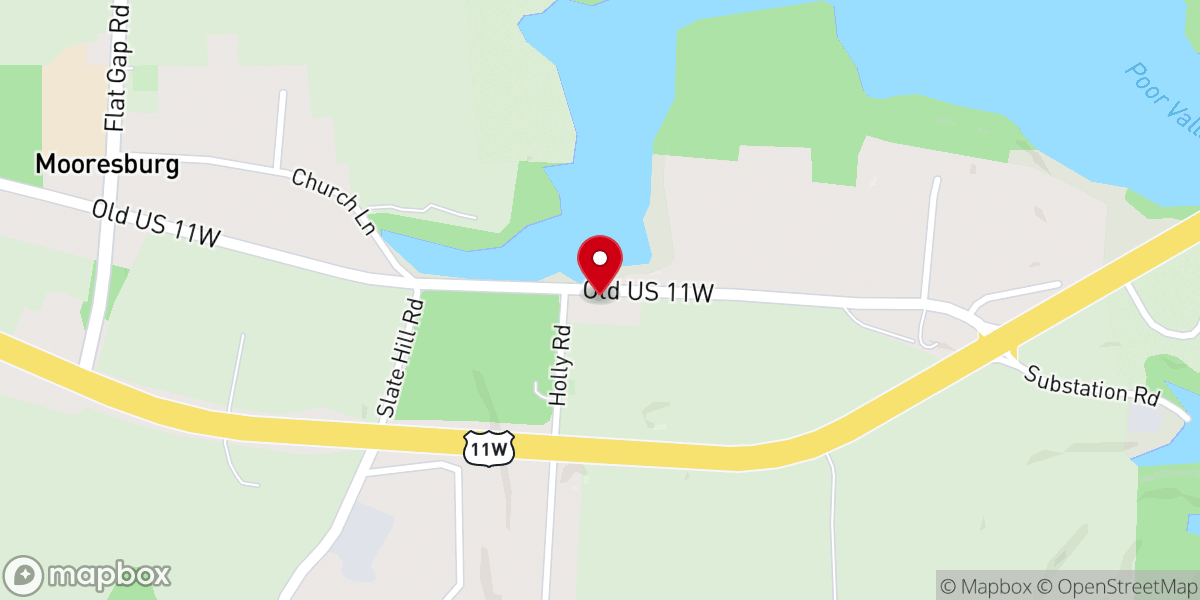 Map showing location of Mooresburg Baptist Church