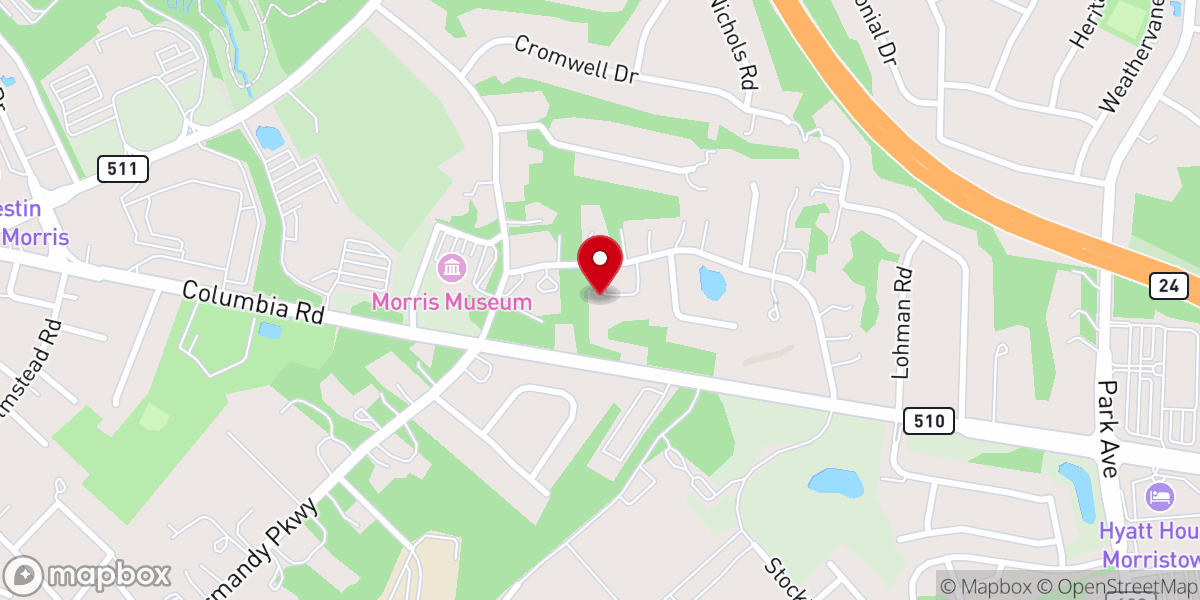 Map showing location of Morristown Unitarian Universalist Fellowship