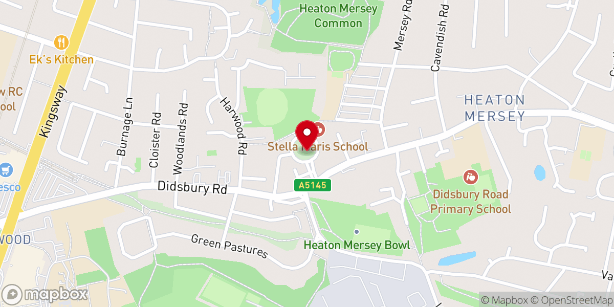 Map showing location of Saint John the Baptist Heaton Mersey