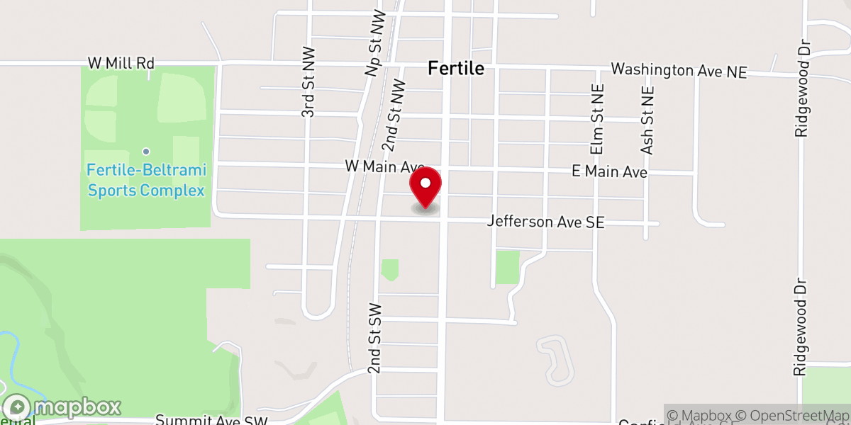 Map showing location of Fertile Area Food Shelf - United in Christ Lutheran Church - Food Distribution Center