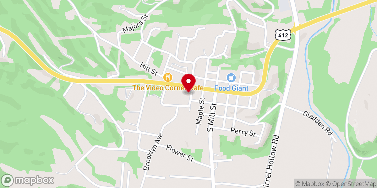 Map showing location of First Baptist Church of Linden Tennessee