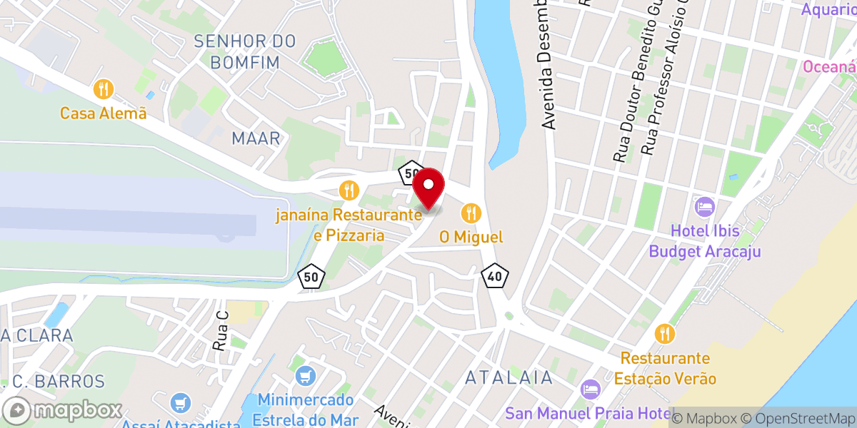 Map showing location of MIBA - Ministério Batista em Aracaju