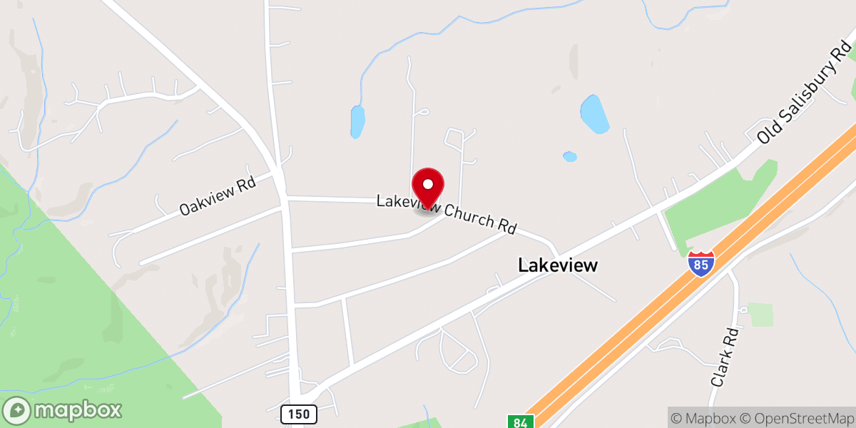 Map showing location of Lakeview Baptist Church