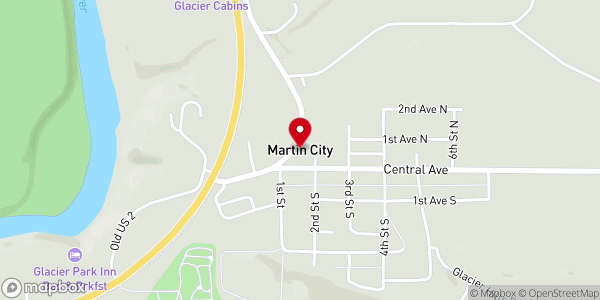 Map showing location of Martin City