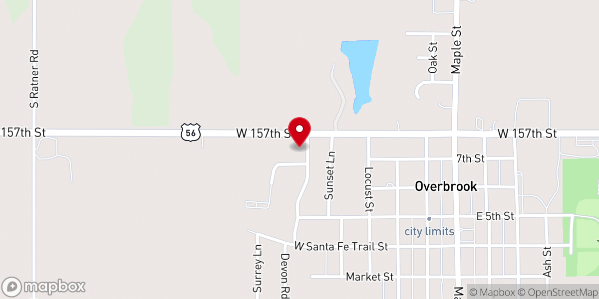 Map showing location of Overbrook Bible Church