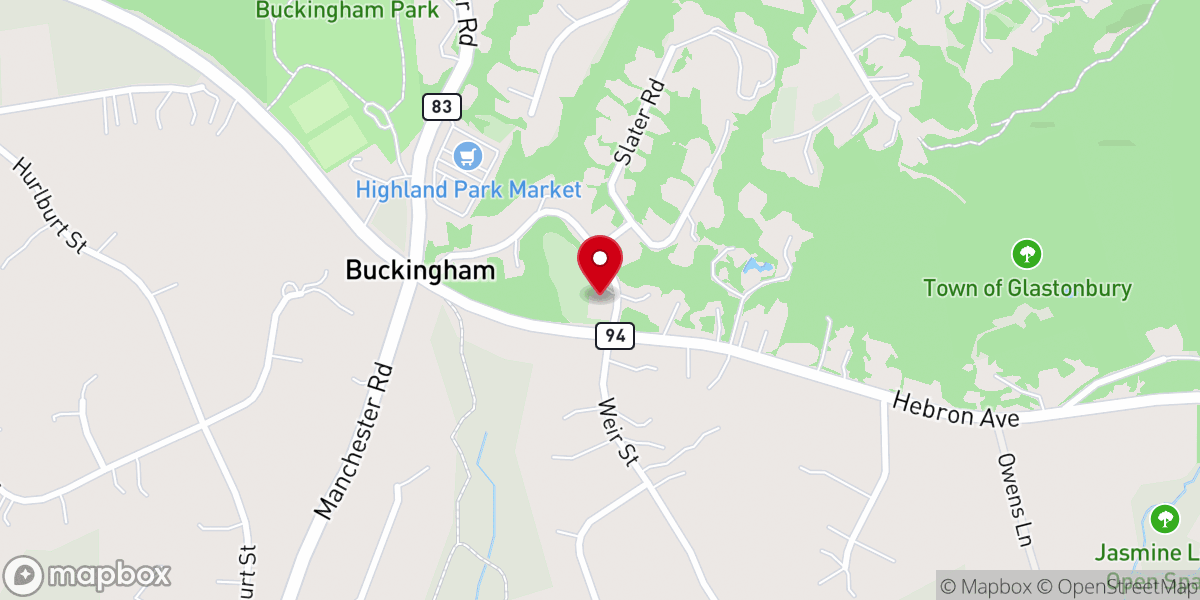 Map showing location of Buckingham Congregational Church