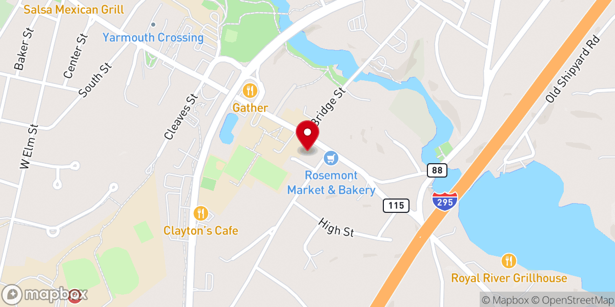 Map showing location of First Parish Church - Yarmouth Community Food Pantry