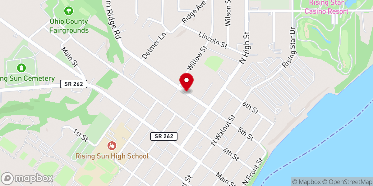 Map showing location of Rising Sun Church of Christ