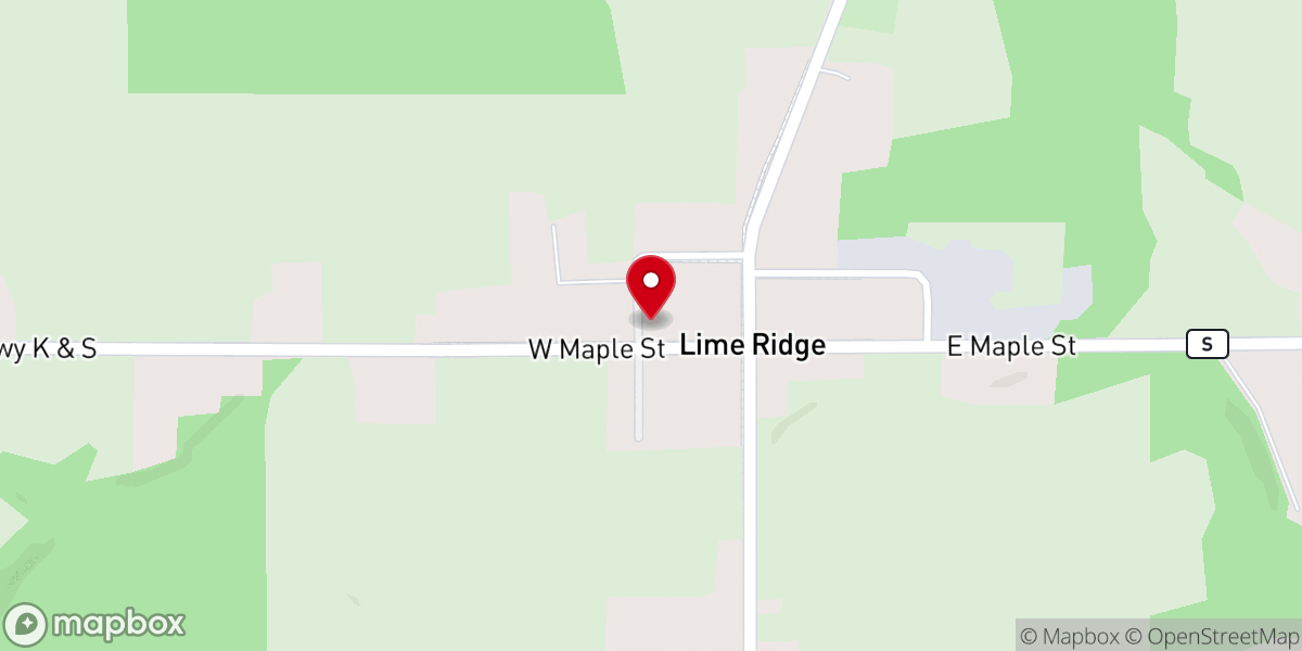 Map showing location of Lime Ridge United Methodist