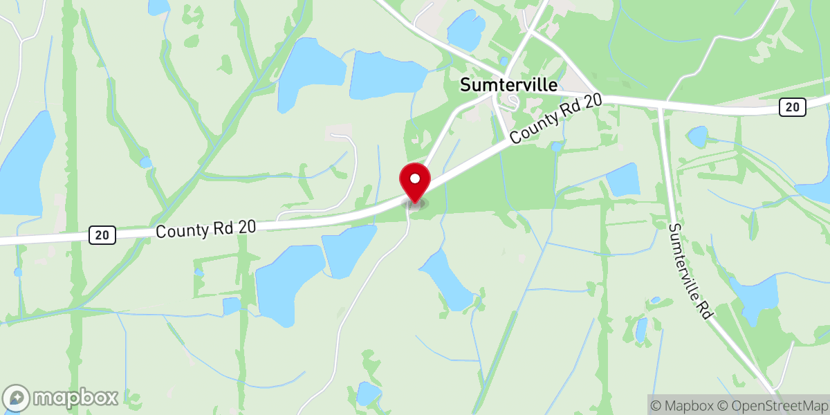 Map showing location of Sumterville Baptist Church