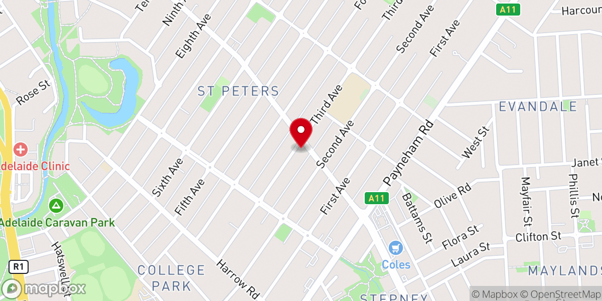 Map showing location of All Souls' Anglican Church